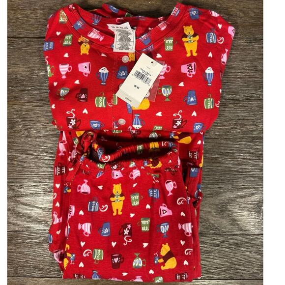 Disney Store Other - NOS NWT VTG 90s Disney Store Winnie The Pooh “Pooh Cocoa” Pajama Set Medium Red